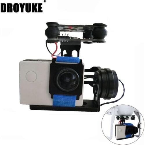 Drouyke Black FPV 2 Axle mini Brushless Gimbal With Controller For DJI Phantom GoPro 3 4 F450 F550 DIY Rack