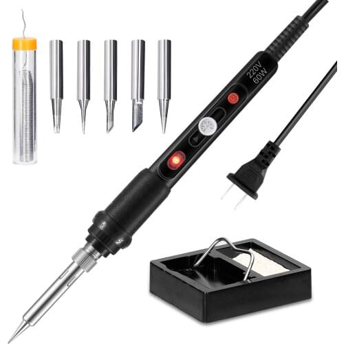 60W Portable Electric Soldering Iron Pen 200~450℃ Temperature Adjustable Electric Iron with Switch Household DIY Utility Tool