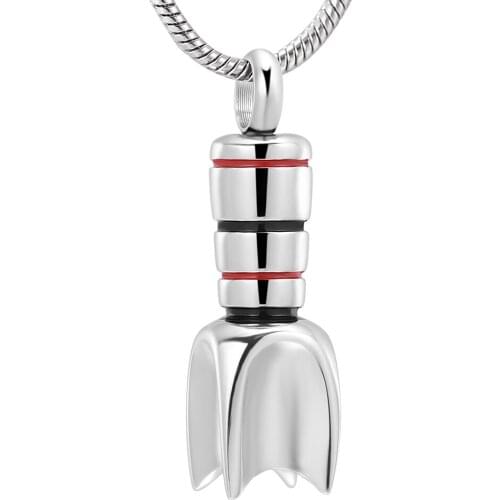 IJD10525Unique Design Stainless Steel Rockets Memorial Locket Necklace For Ashes For Men Keepsake Cremation Urn Pendant Necklace