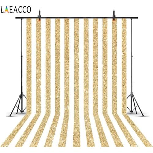 Laeacco Golden Glittering Stripes Kids Portrait Baby Photography Backgrounds Customized Photographic Backdrops For Photo Studio