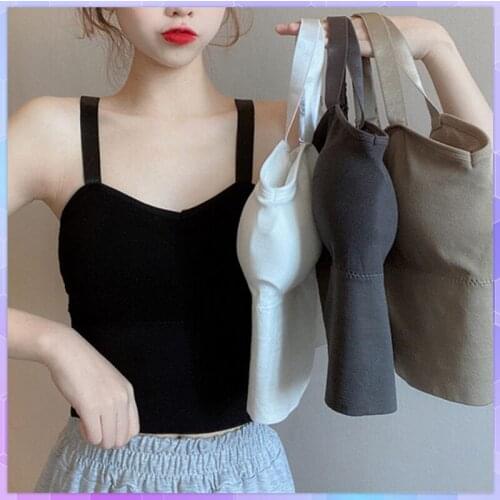 Woman Tank Top Women Strap Vest Sexy Female Crop Top Female Cropped With Chest Padded Camisole Summer 2021 Sleeveless Camis