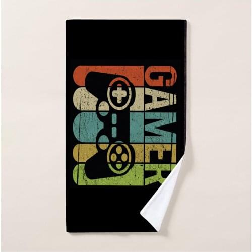 Vintage Black Gamer Controller Decorative Towel Absorbent Hand Towels Multipurpose for Bathroom Hotel Gym and Spa