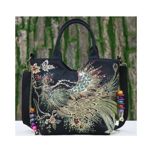 Fashion embroidery New Women Handbag!Hot Multi-use Animal Embroidered Lady shoulder&Crossbody bags Vintage Bohemian Beading Bags