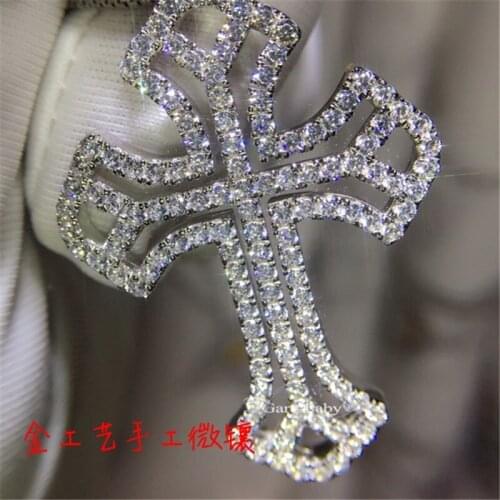 Fashion Heart Big Cross Pendant Pave AAAAA cz 925 sterling silver Party Wedding Cross Pendant necalace for women Men Jewelry