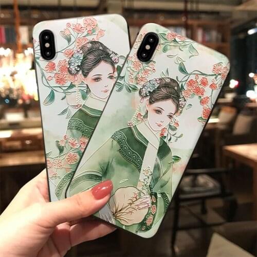 Cartoon Girl Embossed Phone Case for iPhone 11 12ProMax X XR XS XSMax SE2 Soft TPU Back Cover for iPhone 6 7 8 Plus Case Coque