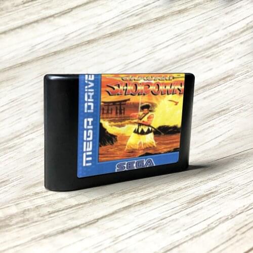 Samurai Shodown - EUR Label Flashkit MD Electroless Gold PCB Card for Sega Genesis Megadrive Video Game Console