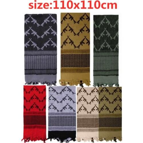 New 100% Cotton Tactical Fashion Square Outdoor Shawl Military Arab Shawl Keffiyeh Scarf Square Windproof Bandanas Women Mens