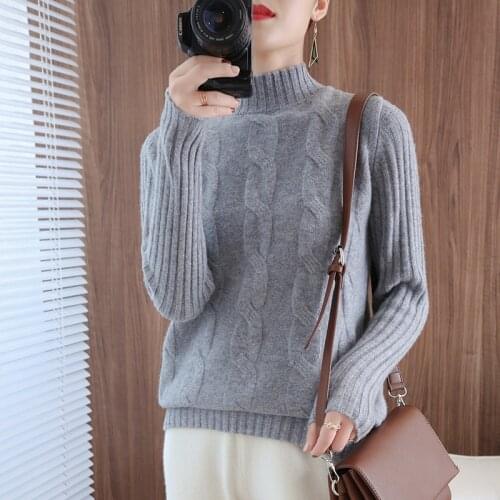 2021 New Cashmere Sweater Womens Turtleneck Knitted Sweater Thicken Warm Pure Color Korean Pullover Loose Large Size