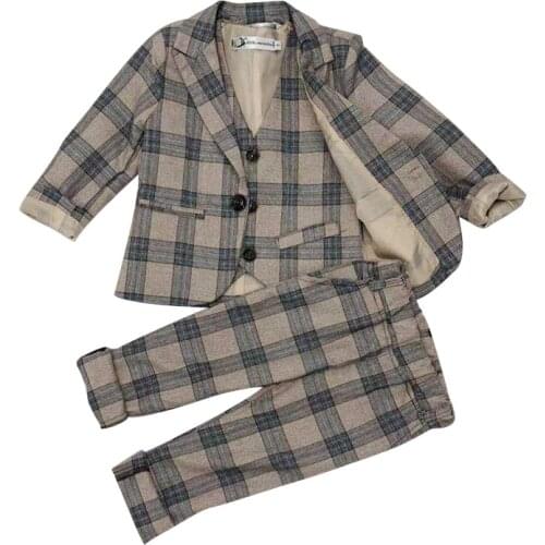 Boys Formal Blazer Jacket Vest Pants Tie 4PCS Clothing Set Gentleman Kids Wedding Suit Children Birthday Party Performance Dress