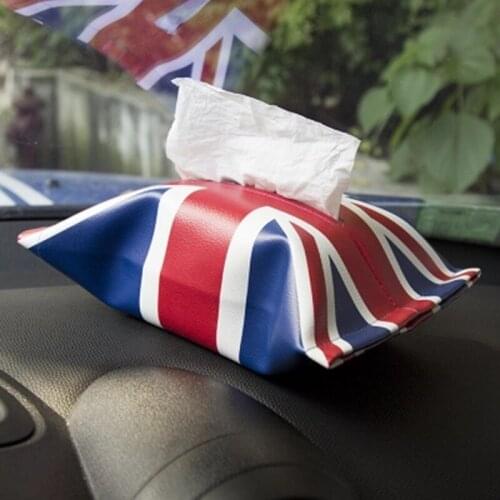 PU Car Tissue Holder England Flag Dashboard Napkin Box Storage Union Jack for BMW MINI Countryman R52 R53 R55 R56 R60 F55 F56