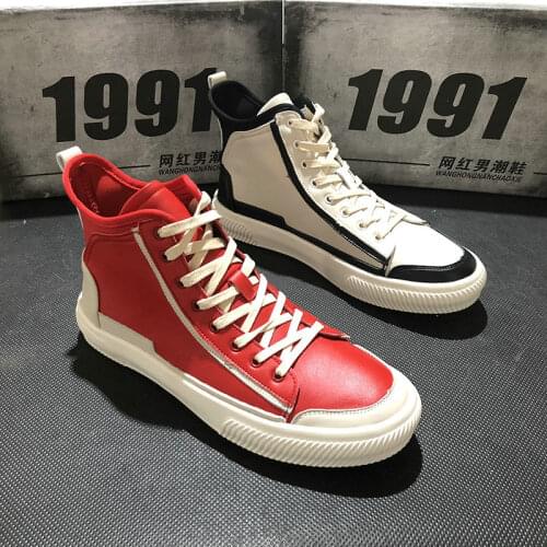 2019 Autumn Men Vintage Brogue Men Casual Shoes Fashion Lace-up Boots Platform High Top Sneakers Boots VV-14