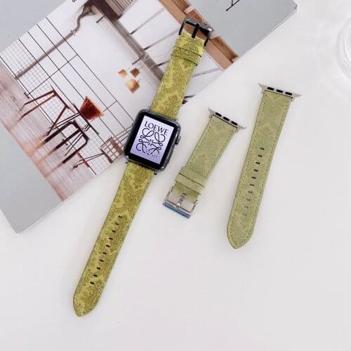 Vintage Green Leather Watch Strap Replacement For Apple Watch Band 40mm 44 Series 6 5 4 iWatch Bracelet 42mm 38mm Series 3 2 1