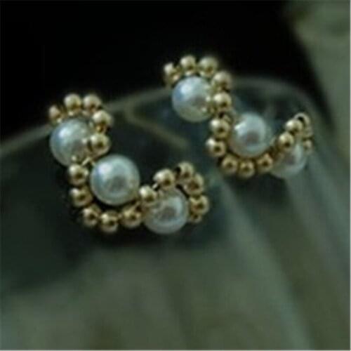 Liemjee Weave Pearl 14k Gold Filled Earrings Fashion Personality Party Jewelry For Women Feature Namour Charm Gift All Seasons