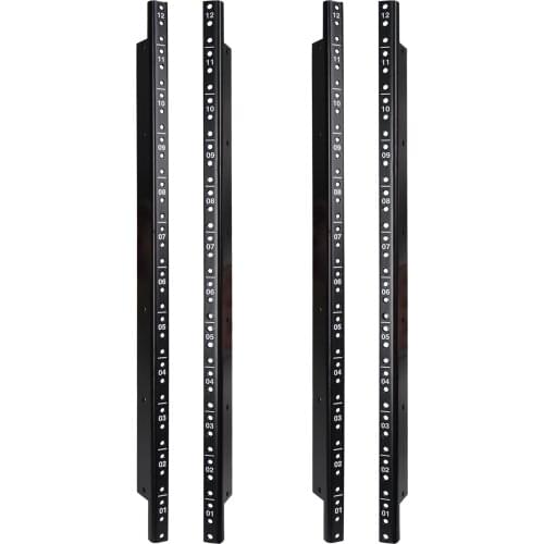 Sound Town 4-pack 12U Steel Rack Rails, with Black Powder Coated Finish and Screws (ST-RR-12UX2)