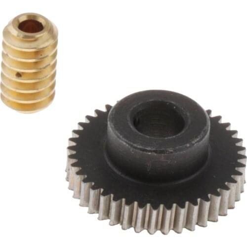 40T Steel Worm Gear Wheel + 6mm Hole Diameter Brass Worm Gear Shaft 0.5 Modulus Set 1:40 Reduction Ratio Drive Gear Box