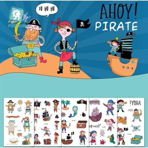 12 Sheets Tattoo Stickers Waterproof Pirate Pattern Tattoo Decal Tattoo Stickers for Festival Party Halloween