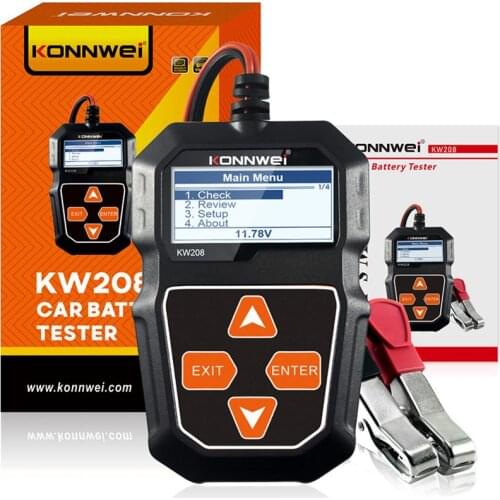 KONNWEI KW208 Battery Tester Car Digital 12V 100-2000CCA Cranking Charging System Test Tool Automotive Battery Capacity Tester