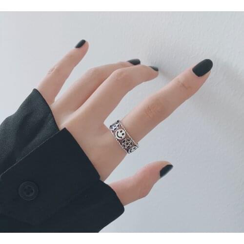 Trendy retro ring female niche design sense ins net red index finger opening adjustable small tail anello argento bijoux tak