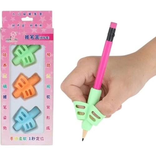 Three fingers Silicone Pen Holder Grip Student Stationery Pencils Holding Practise Device for Baby Child Writing Correction Tool