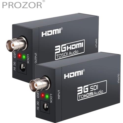 PROZOR HDMI TO SDI Converter+SDI TO HDMI Adapter HDTV Video Audio Converter HD-SDI/3G-SDI Adapter 1080P DAC Converter for Camera