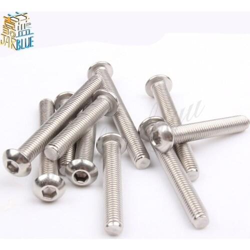 50Pcs M3 ISO7380 GB70.2 304 Stainless Steel A2 Round Head Screws Mushroom Hexagon Socket Button Head Screw HW016