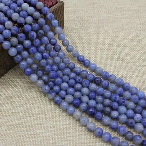 High Quality Natural blue Round Loose Beads Blue Dongling Stone Beads 8MM 10MM For Jewelry Making Earrings Necklace Earrings