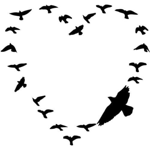 18.2X17.2CM Flying Birds Fashion Car Styling Stickers Decals Vinyl Black/Silver S6-2421