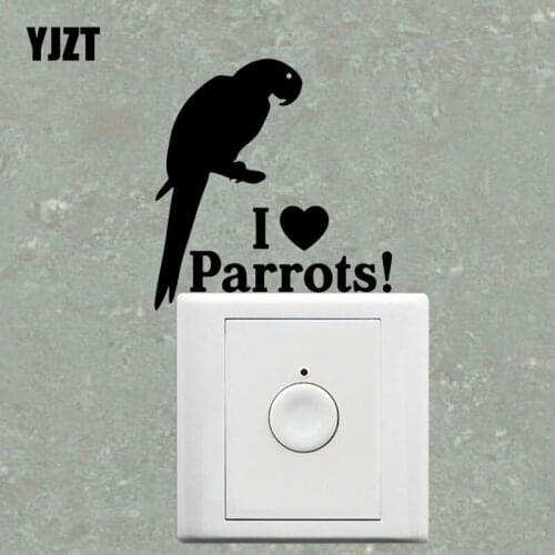 YJZT I Love Parrots Home Room Decor Wall Switch Sticker Vinyl Decal Animal Creative Cartoon S19-0437
