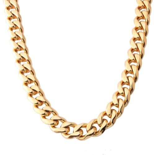 Granny Chic Necklaces For Men Miami Cuban Link Gold Chain Hip Hop Jewelry Long Chains Thick Stainless Steel Fashion Gift