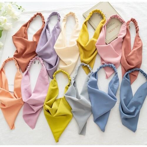 Macaron Color Triangle Hair Scarf for women Macaron Color Headband Elastic Hair Band Sweet Scrunchies Hair Rope Female Bandanas