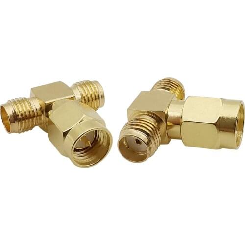 1PCS SMA Male to 2 Double SMA Female T Type RF Coaxial Connector SMA Plug to Jack 3 Way Splitter 1M2F Converter T Type Adapter
