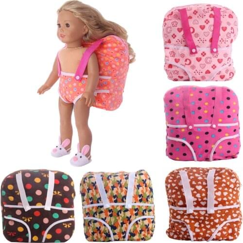 1pcs Printed Outgoing Packets Outdoor Carrying Doll Backpack Suitable for 43cm American Doll and 18inch Baby Doll Shoes