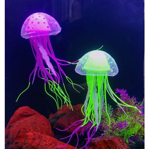 1Pcs Artificial Glowing Moon Jellyfish Fish Tank Underwater Ornaments Decoration Aquatic Pet Supplies Home Accessories