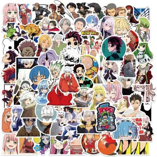 100pcs Mix Anime Jujutsu Kaisen Tokyo Revengers Stickers Graffiti DIY Luggage Laptop Skateboard Phone Zero Two Decal Sticker Toy