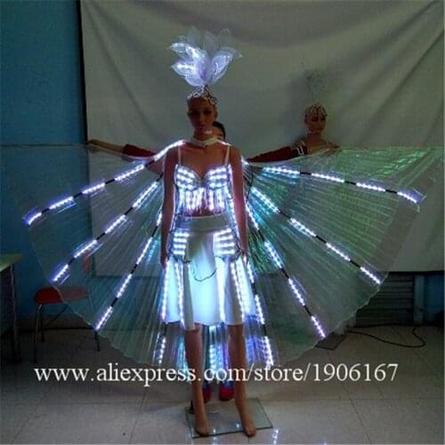 2 Sets 2016 Newest Led Luminous Party Evening Dress LED Light Up Growing Stage performance Ballroom Costume Clothes Suit