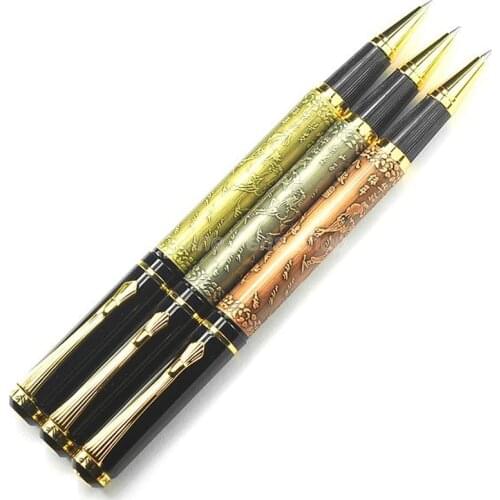 3 Pcs Baoer 507 Metal Roller Ball Pen Running Horses Pattern Bronze/Red Copper/Gray Color For Writing Gift Pen