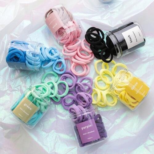 50 Pcs/Set Sweet Girl Gradient Candy Color Seamless Connection of High Elastic Rubber Bands for Women Fashion Hair Accessories