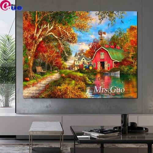 Diamond Painting 5D DIY Full Square/Round Diamond Embroidery Old Country Lake Scenic Picture Of Rhinestone Needlework Wall Decor