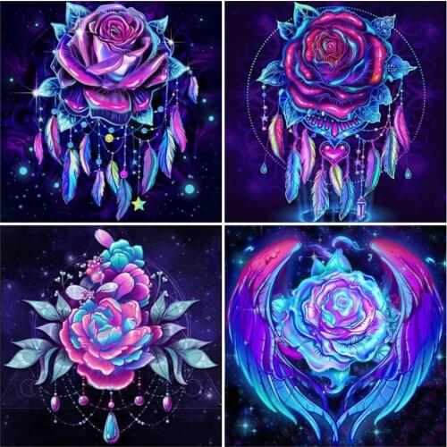 HUACAN Diamond Painting Flower 5D DIY Diamond Embroidery Rose Rhinestone Picture Full Square Home Decor