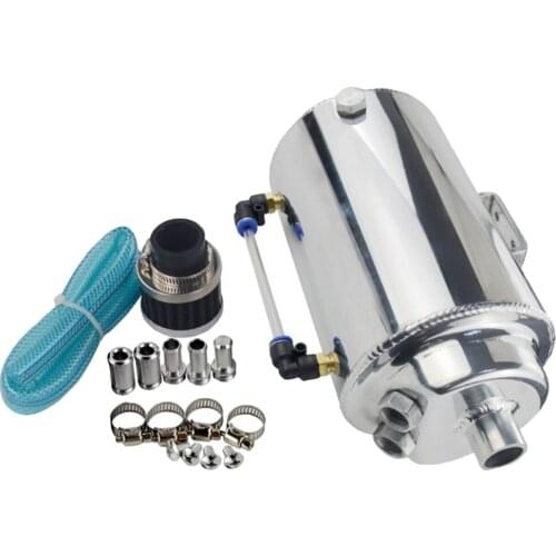 Aluminum Cylinder Oil Reservoir Catch Tank Can W/Breather Filter Baffled