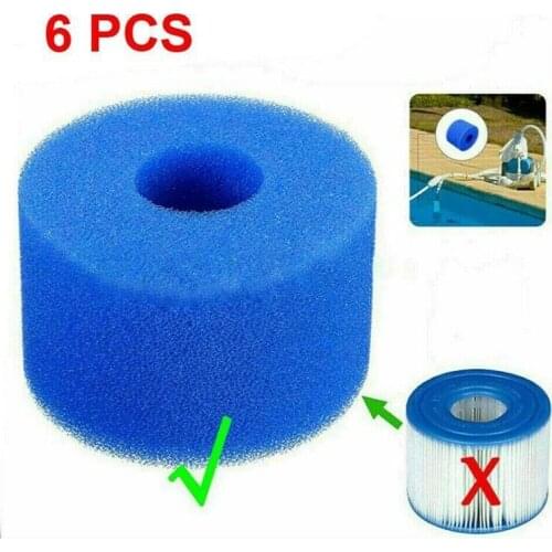 AT69 -6Pcs for Intex Pure Spa Reusable Washable Foam Hot Tub Filter Cartridge S1 Type