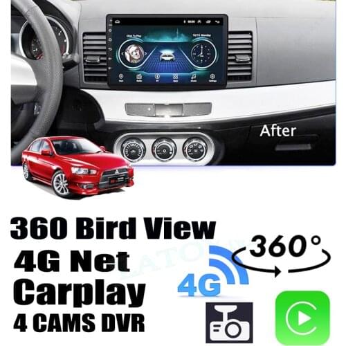 Car Audio Navigation GPS Stereo Carplay DVR 360 Birdview 4G Android System For Mitsubishi Lancer Galant Fortis Inspira EVO 10