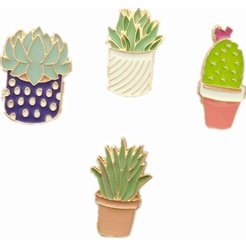 Free shipping 10pcs/ lot new style fashion jewelry accessories enamel metal plant cactus brooch pin