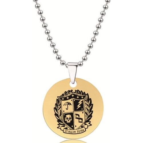 BLINGPAW Stainless Steel Pendant Neckalce UT MALUM PLUVIA Umbrella Skull Lightning Keychain Bag Ornaments Tag Gold Black Silver