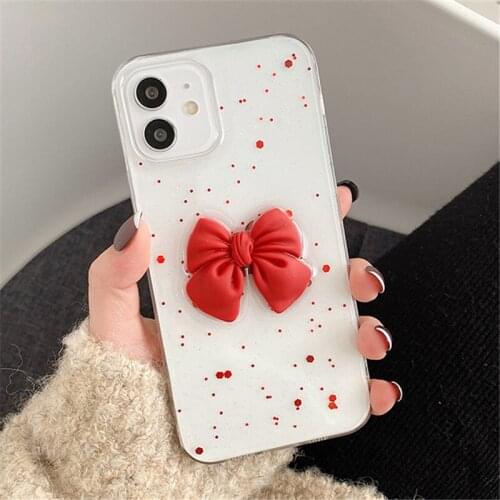Red Bow Sequins Case for Samsung Galaxy A52 A72 A32 A42 A12 5G M51 M31 M30S M30 A01 A02S A10E A20E A10S A20S A11 A21 A31 A41