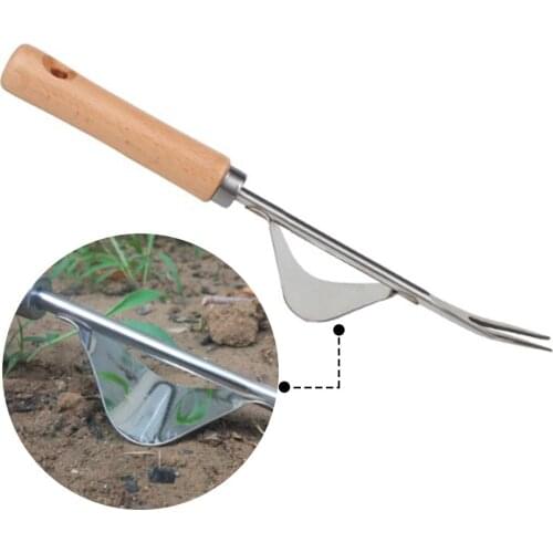 Wood Handle Garden Weeder Multifunction Stainless Steel Digging Puller Transplant Tool For Garden Courtyard Lawn