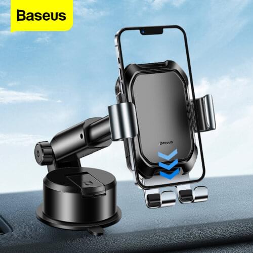 Baseus Gravity Car Phone Holder Suction Cup Adjustable Universal Holder Stand in Car GPS Mount For iPhone 12 Pro Max Xiaomi POCO