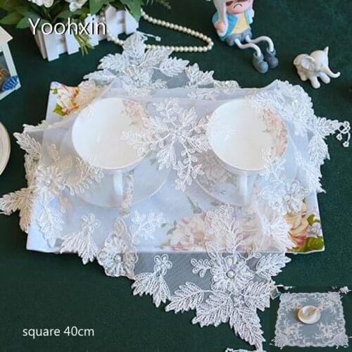 Europe lace sequin table place mat cloth embroidery pad cup mug Christmas coaster placemat tea doily kitchen tableware decor