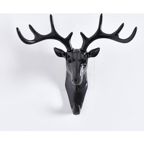 Deer Head Hook Animal Self Adhesive Clothing Display Racks Hook Coat Hanger Cap Room Wall Decor Show Bag Keys Sticky Holder