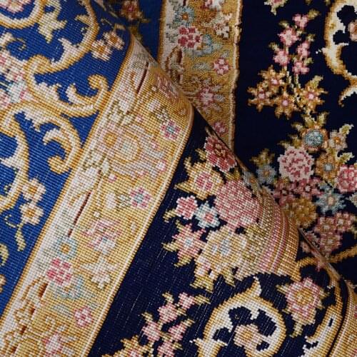 Henan Persian 4x6ft Luxurious Blue Living Room Decorate Rug Handmade Wholesale Chinese Silk Carpet